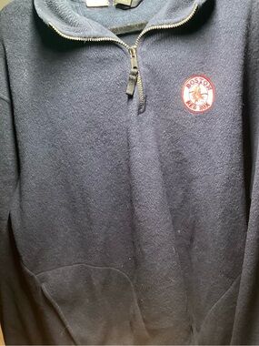 Navy Half-Zip Sweater with Boston Red Sox Patch